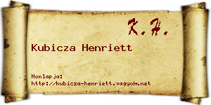Kubicza Henriett névjegykártya